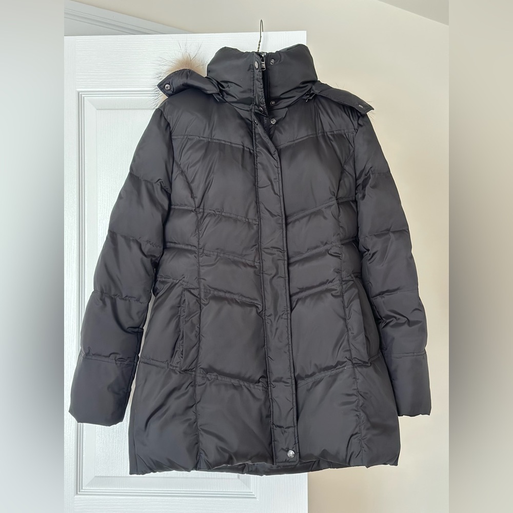 Marc New York, Andrew Marc - Women's Black Mid-Length Puffer Coat (L)
